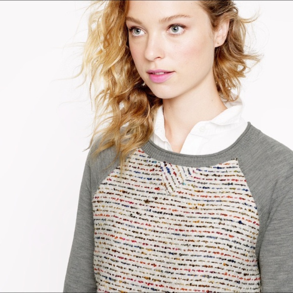 J.Crew Tweed Front Sweater